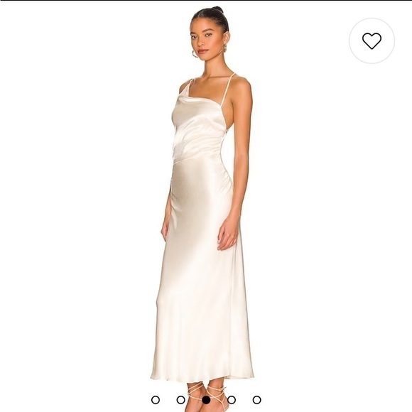 Shona Joy La Lune Asymmetrical Bias Cowl Midi Dress in Cream - Picture 3 of 6